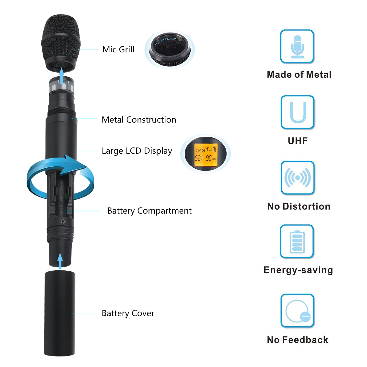 XTUGA A400丨4 Channel UHF Wireless Microphone System