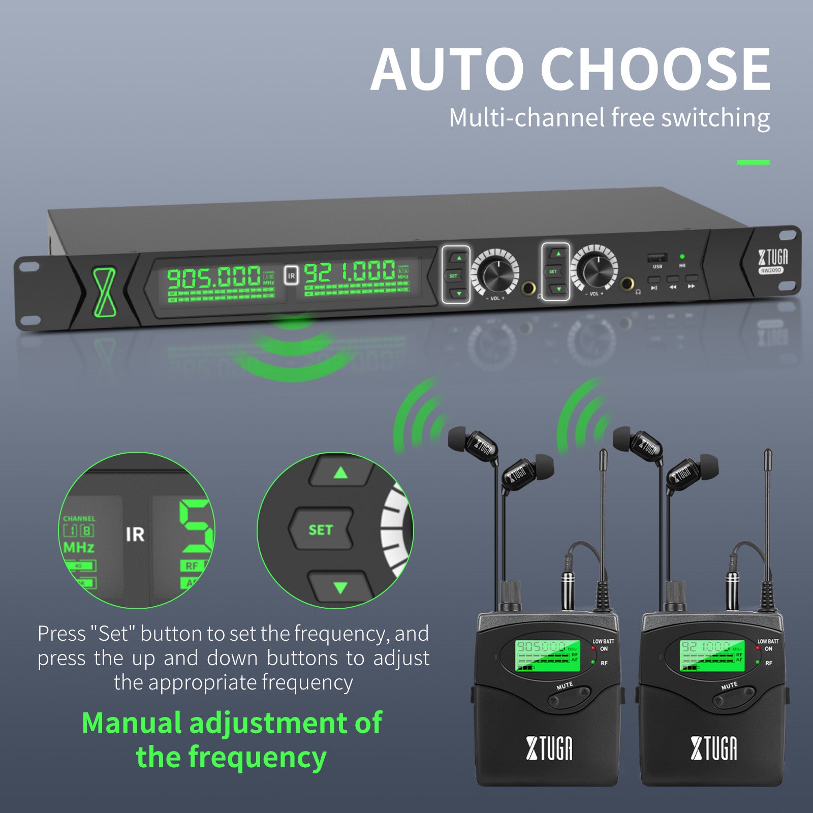 XTUGA RW2090丨Mono Wireless In Ear Monitor System (902-928 MHz)