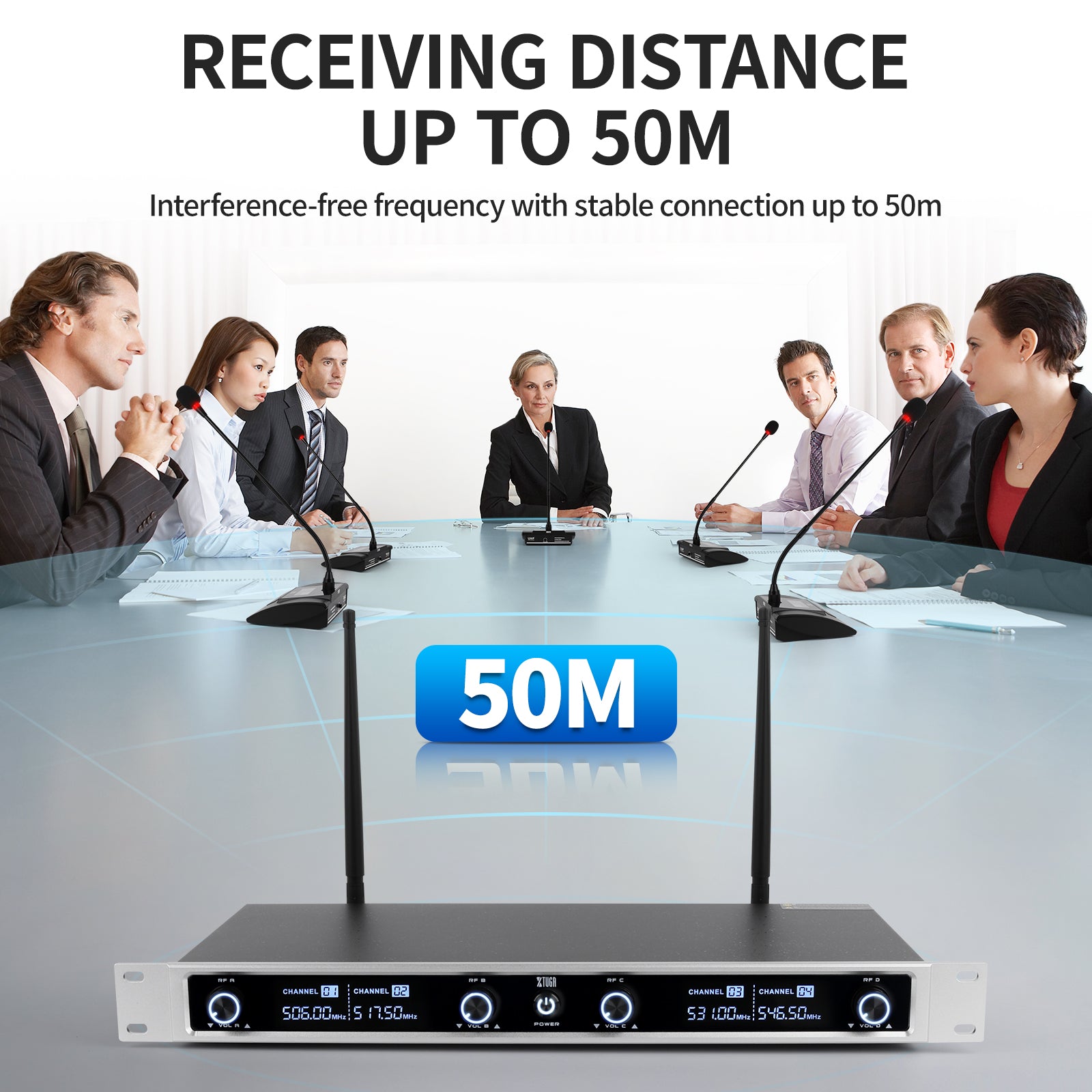 XTUGA CM240丨4 Channel Wireless Conference Microphone System