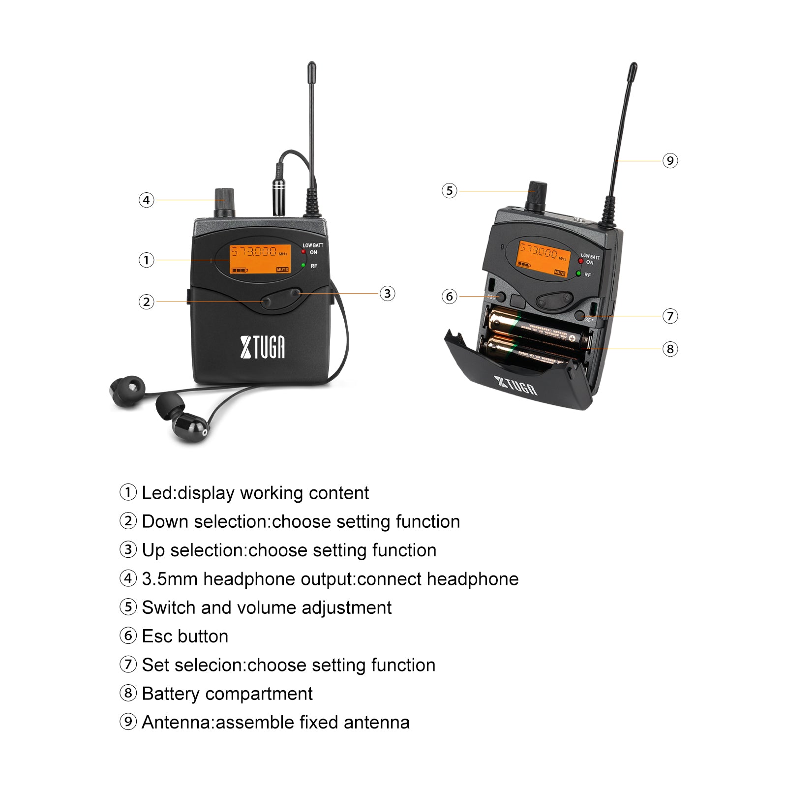 XTUGA RW2080丨Mono Wireless In Ear Monitor System (572-599 MHz)