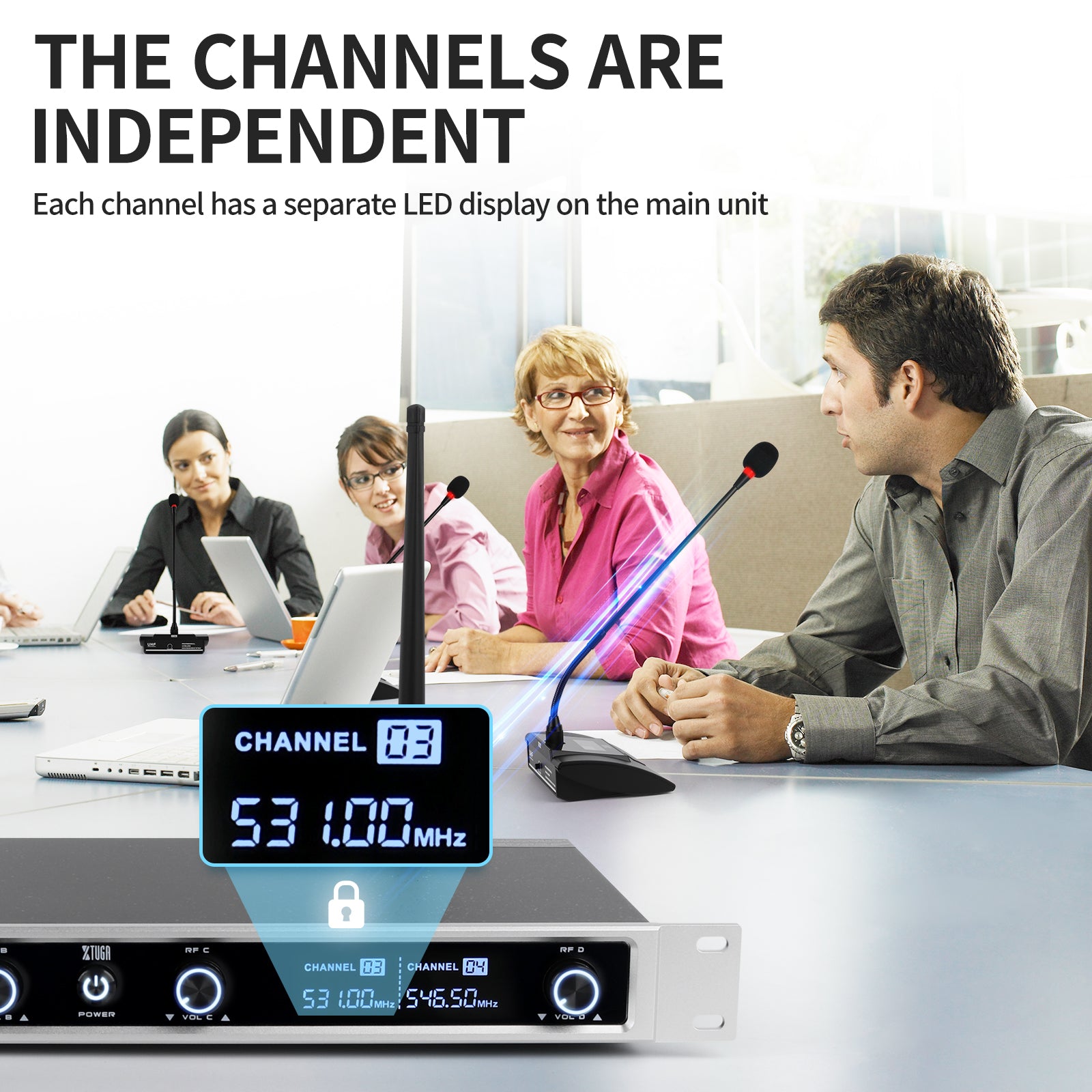 XTUGA CM240丨4 Channel Wireless Conference Microphone System