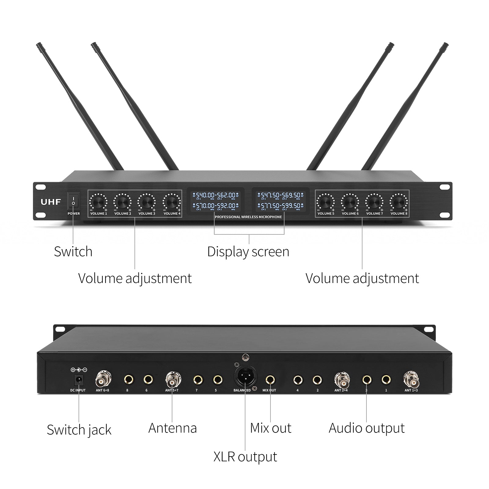 XTUGA YT8丨8 Channel UHF Wireless Conference Microphone System