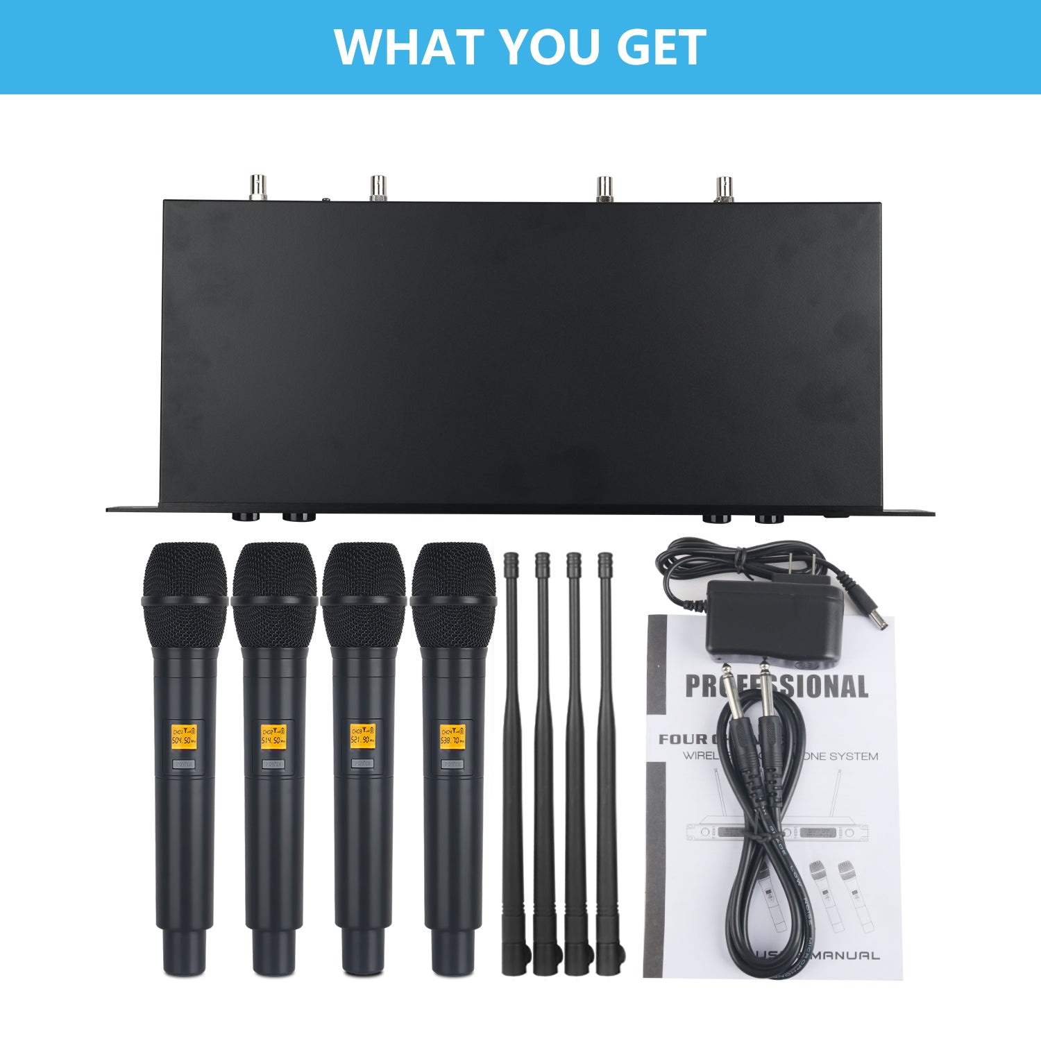 XTUGA A400丨4 Channel UHF Wireless Microphone System