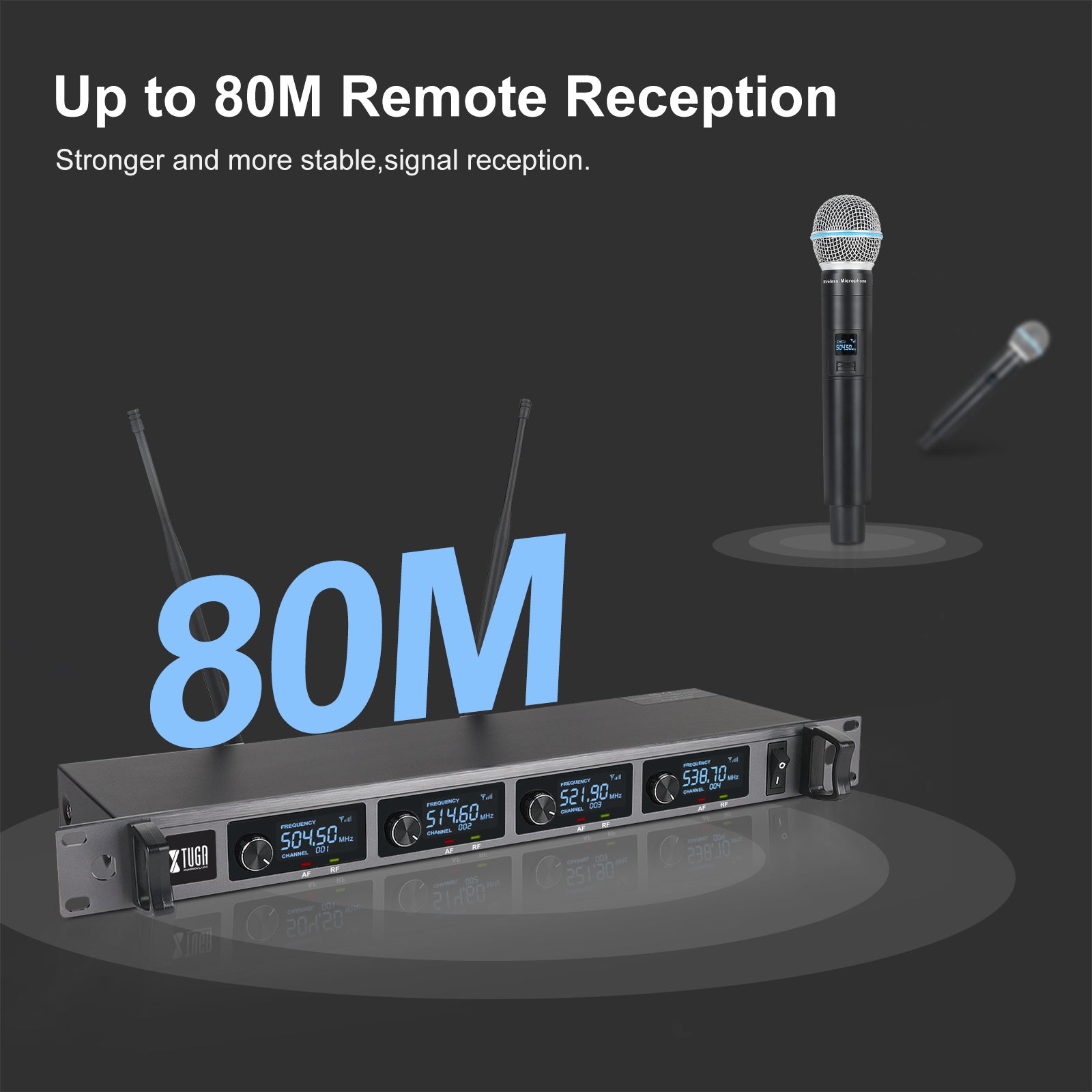 XTUGA A140丨4 Channel UHF Wireless Microphone System