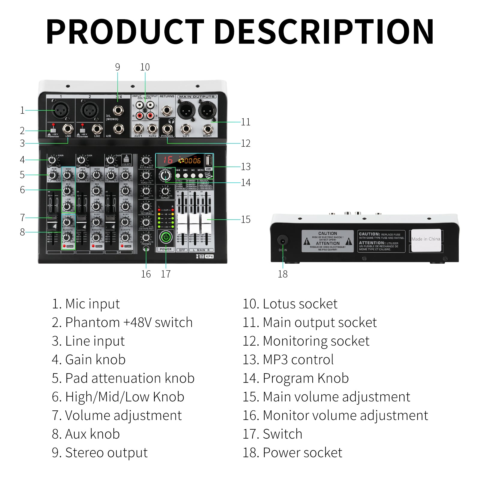 XTUGA KP Series丨4/6 Channel Analog Audio Mixer