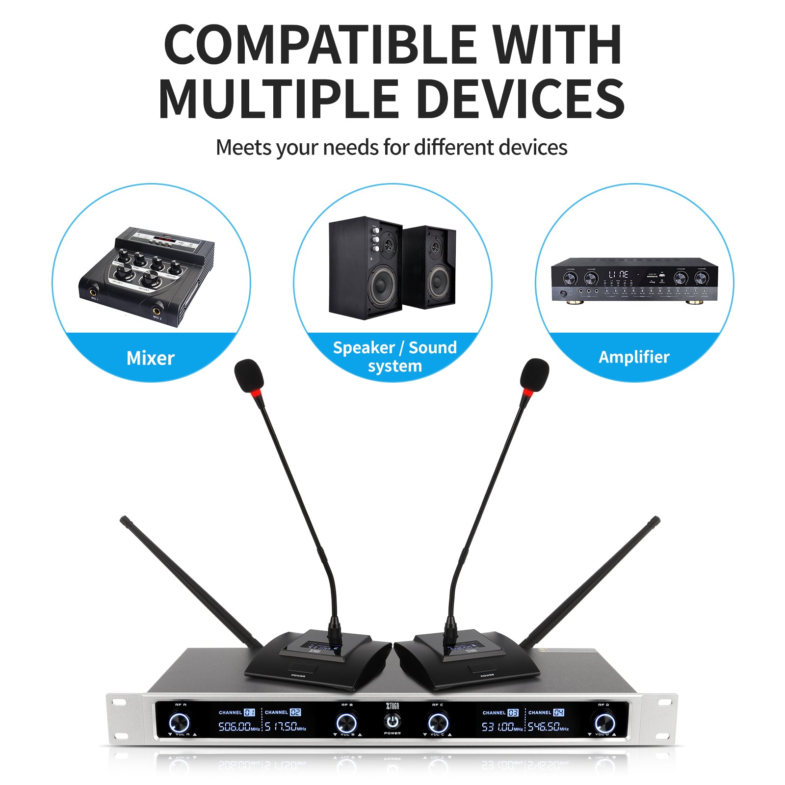 XTUGA CM240丨4 Channel Wireless Conference Microphone System