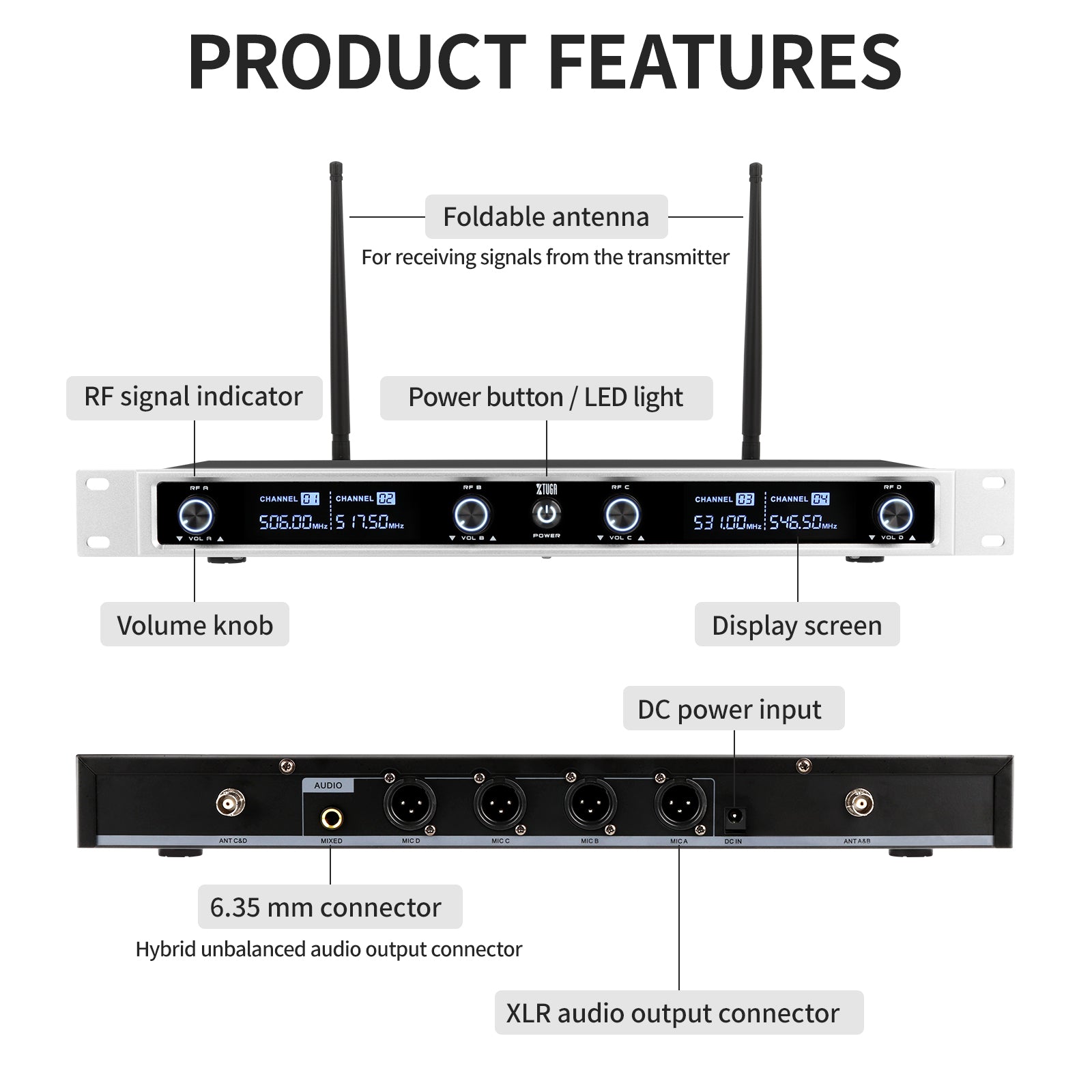 XTUGA CM240丨4 Channel Wireless Conference Microphone System