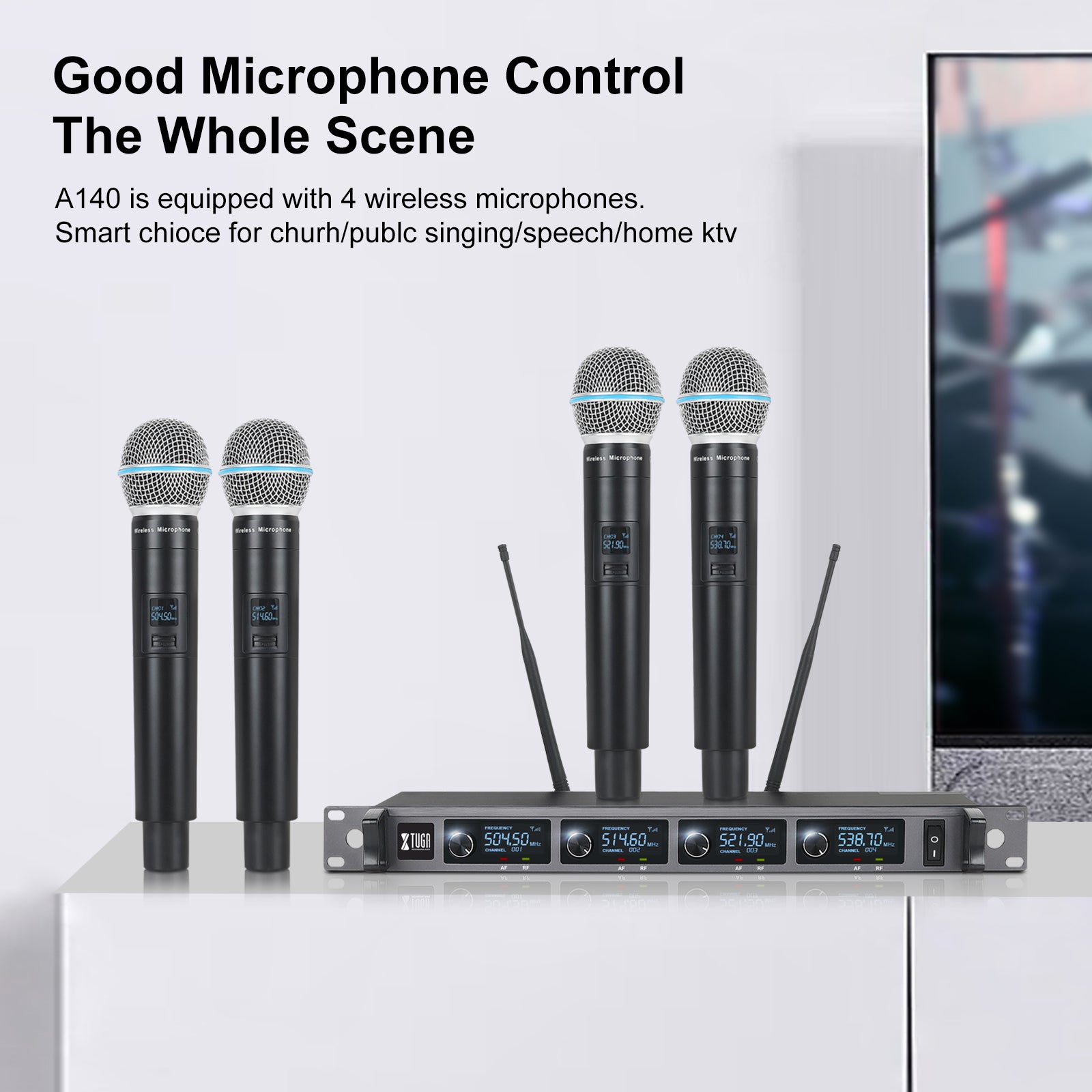 XTUGA A140丨4 Channel UHF Wireless Microphone System