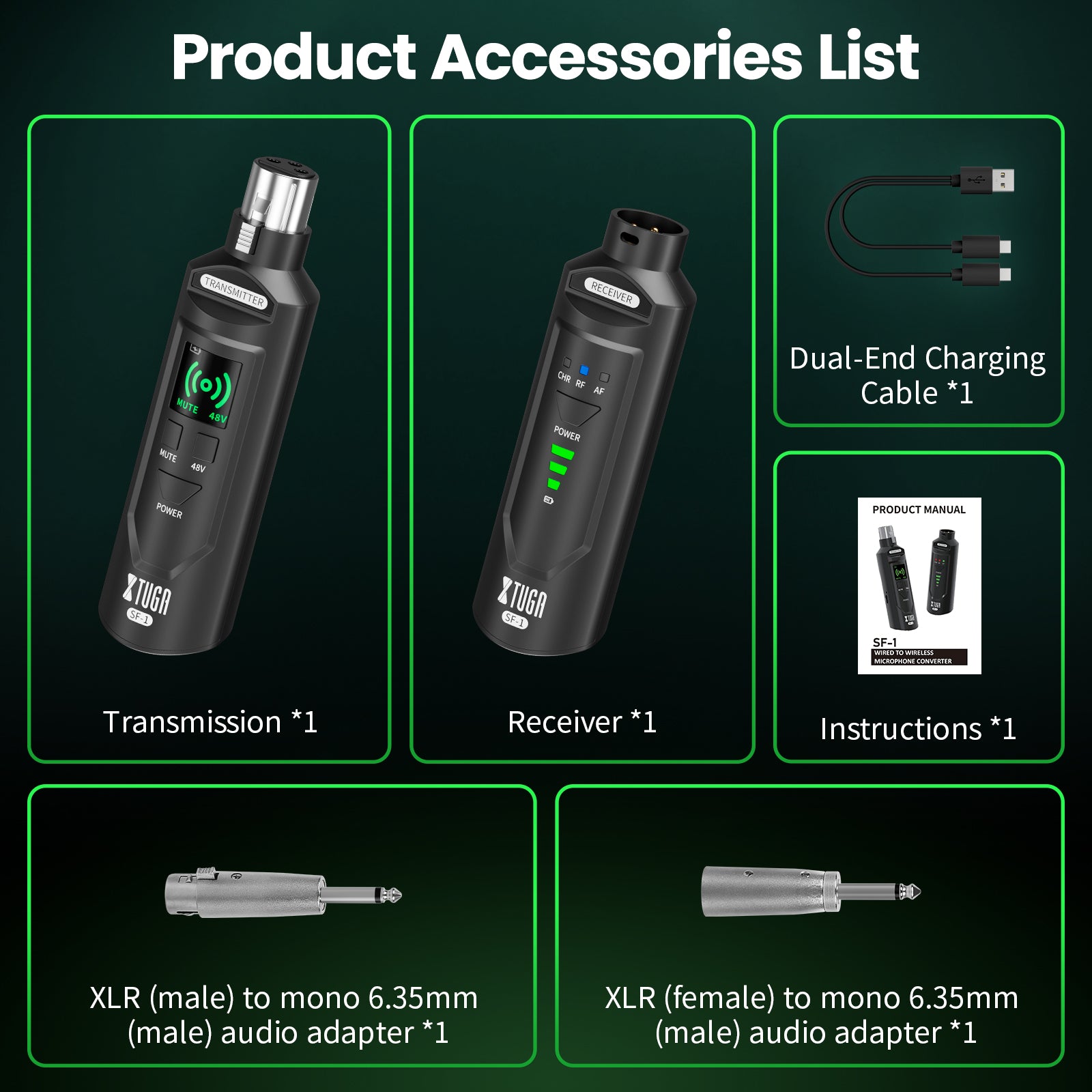 XTUGA SF-1丨Wireless Microphone Transmitter & Receiver