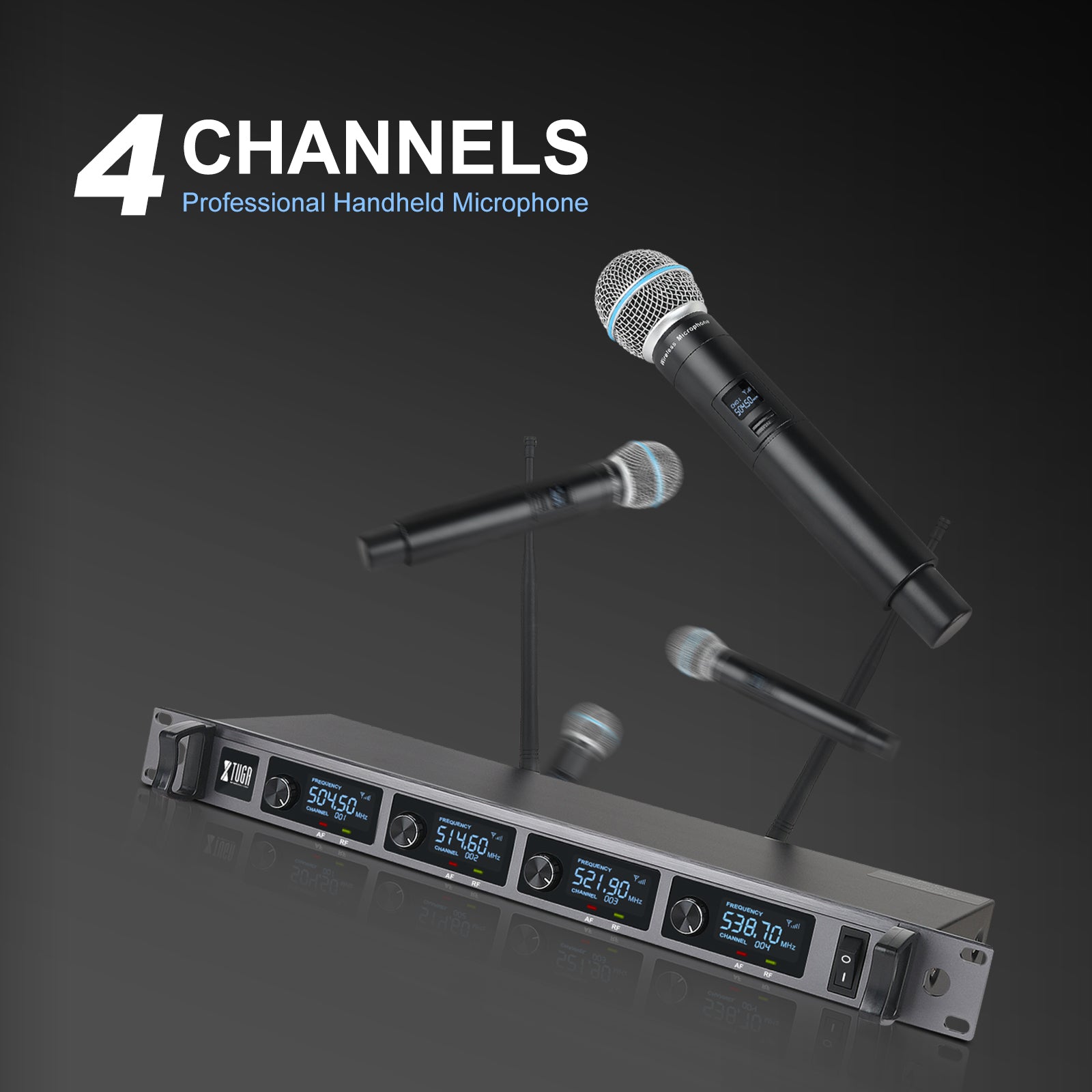 XTUGA A140丨4 Channel UHF Wireless Microphone System