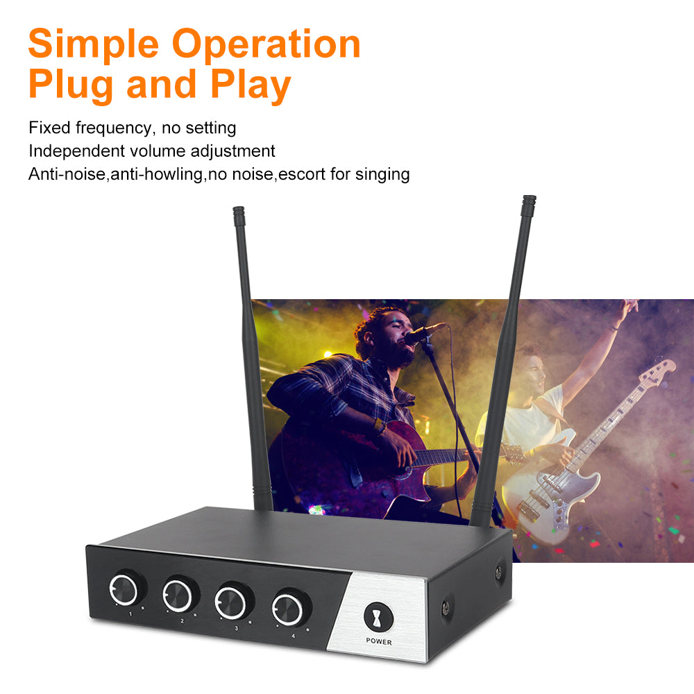 XTUGA S400丨4 Channel UHF Wireless Microphone System