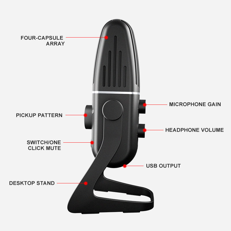 XTUGA X-4丨USB Condenser Microphone for PC