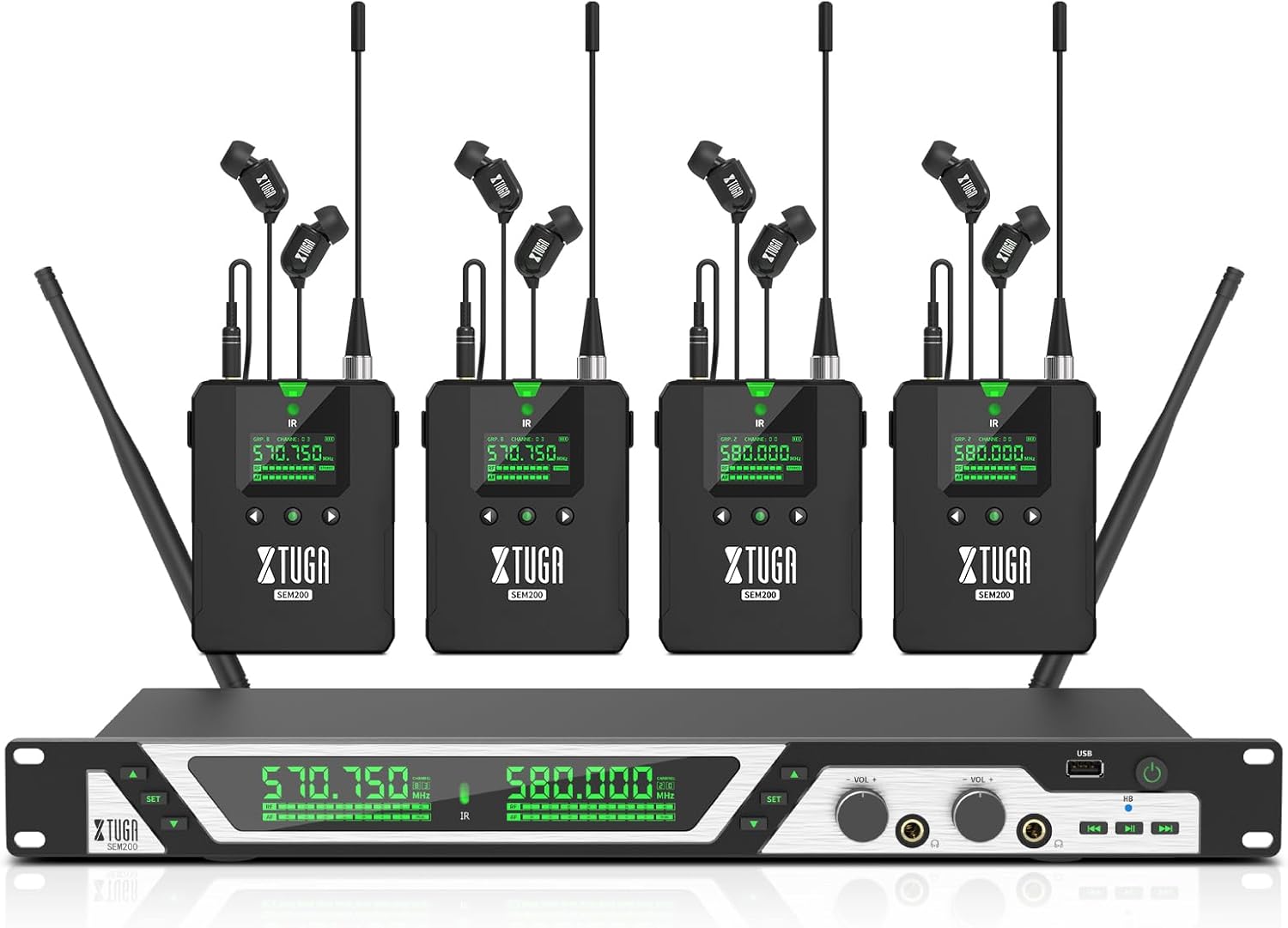 XTUGA SEM200丨2-Channel UHF Stereo Wireless In Ear Monitor System