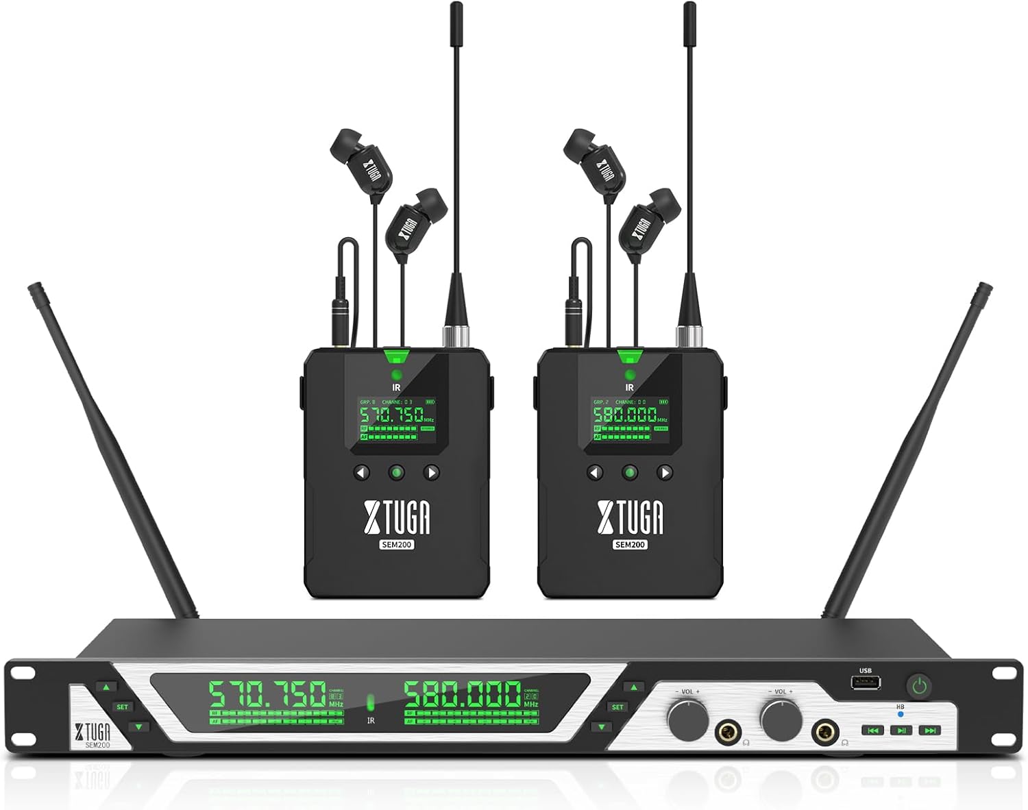 XTUGA SEM200丨2-Channel UHF Stereo Wireless In Ear Monitor System