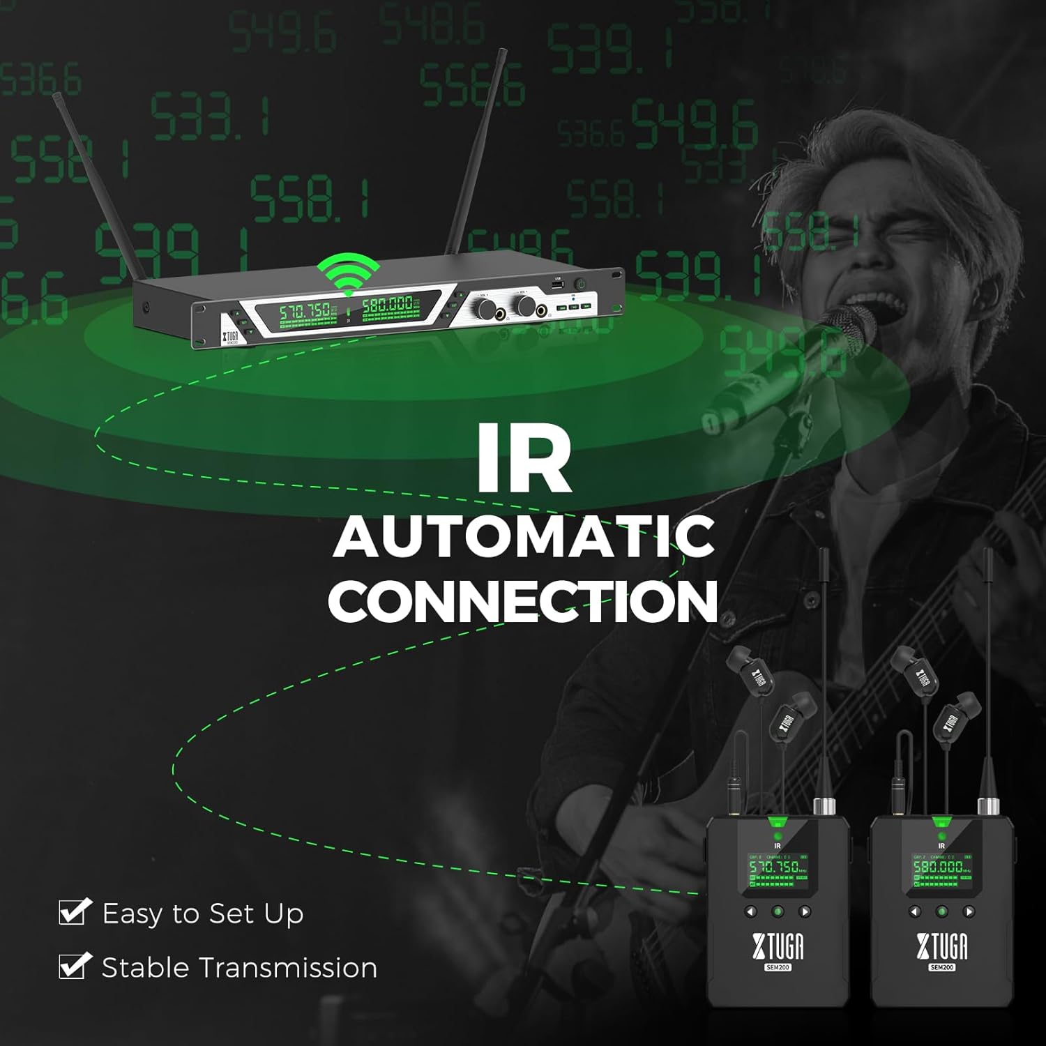 XTUGA SEM200丨2-Channel UHF Stereo Wireless In Ear Monitor System