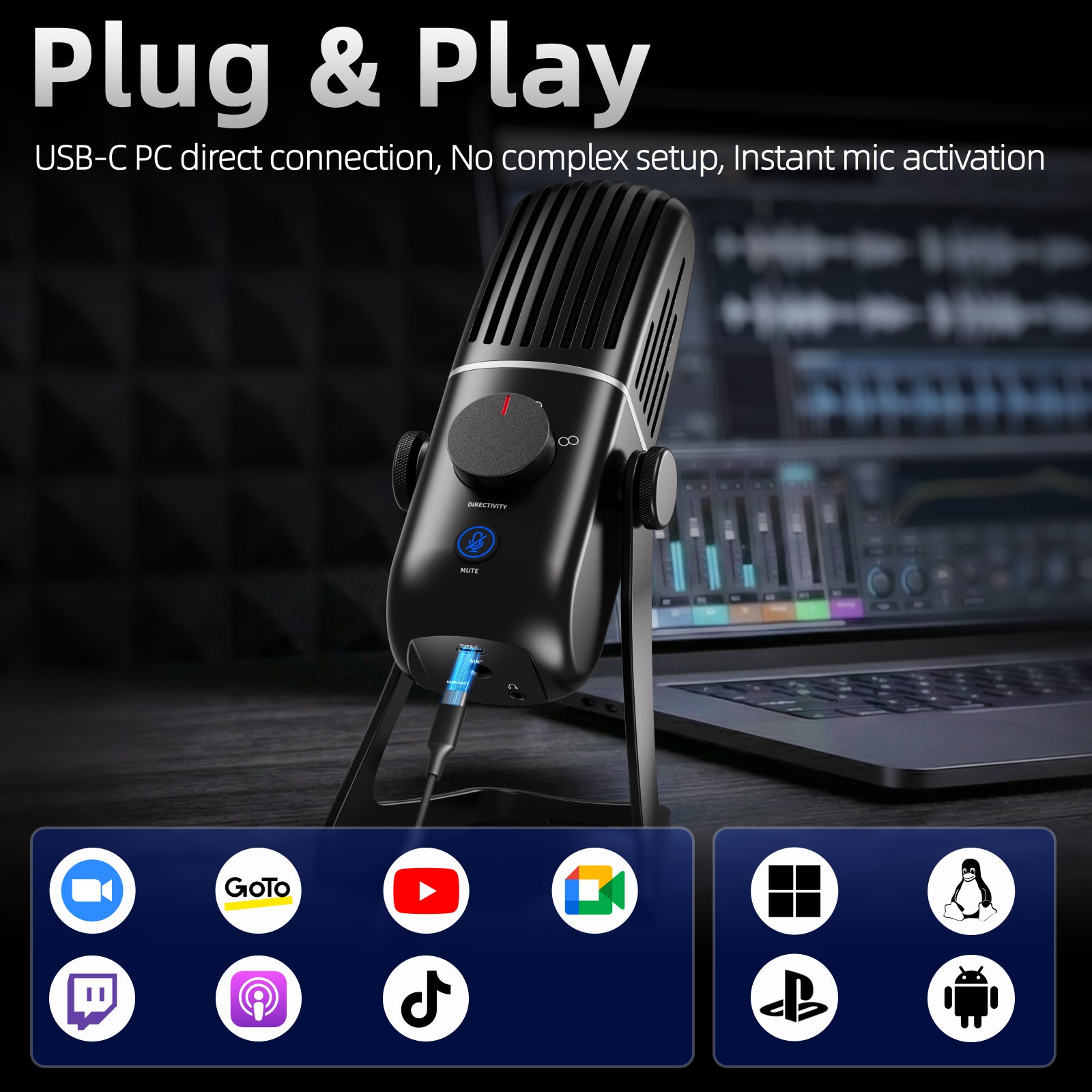 XTUGA X-4丨USB Condenser Microphone for PC