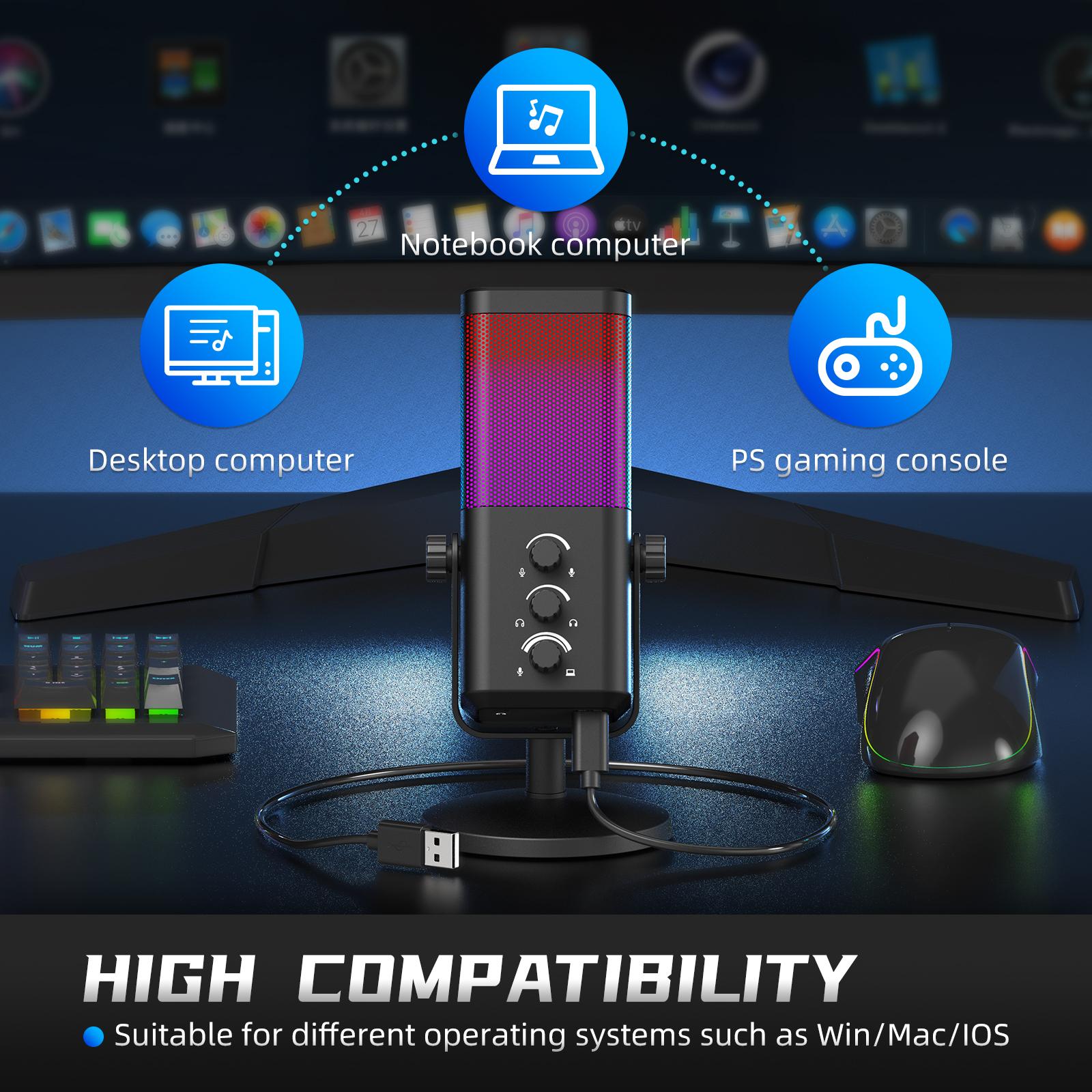 XTUGA M7丨USB Dynamic Microphone with RGB for PC