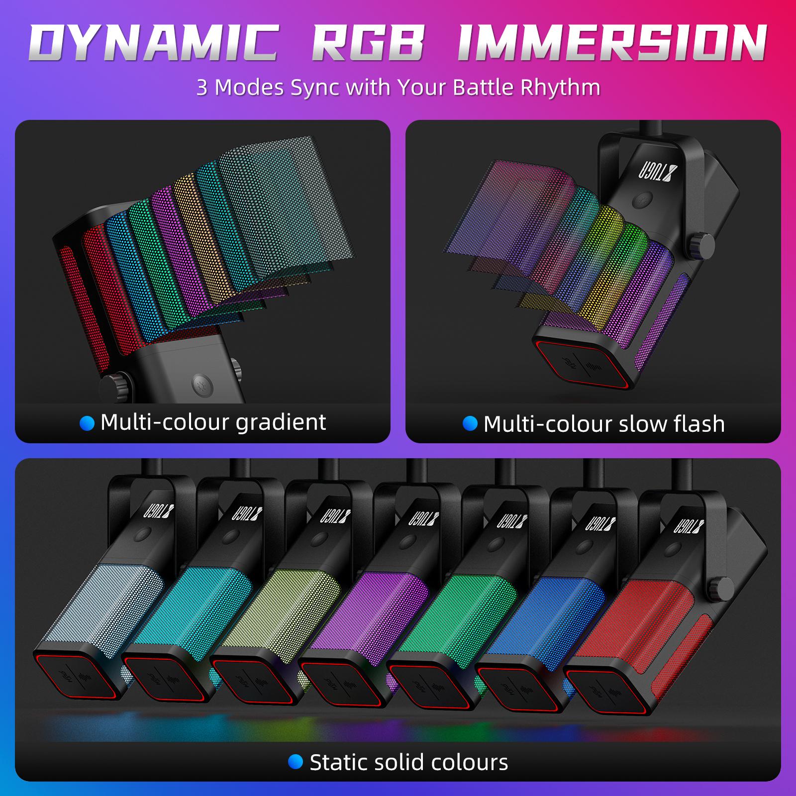 XTUGA M7丨USB Dynamic Microphone with RGB for PC